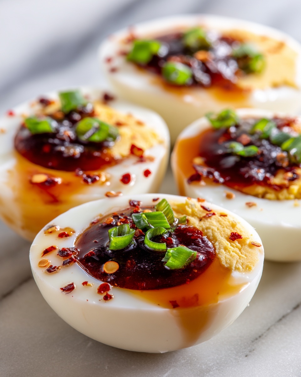 Sweet and Spicy Pepper Jelly Deviled Eggs Recipe - Recipe Image