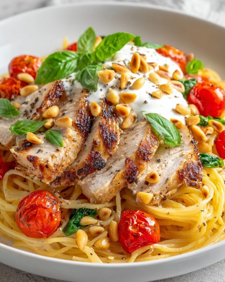 Chicken Spaghetti with Burrata and Lemon Butter Garlic Sauce Recipe