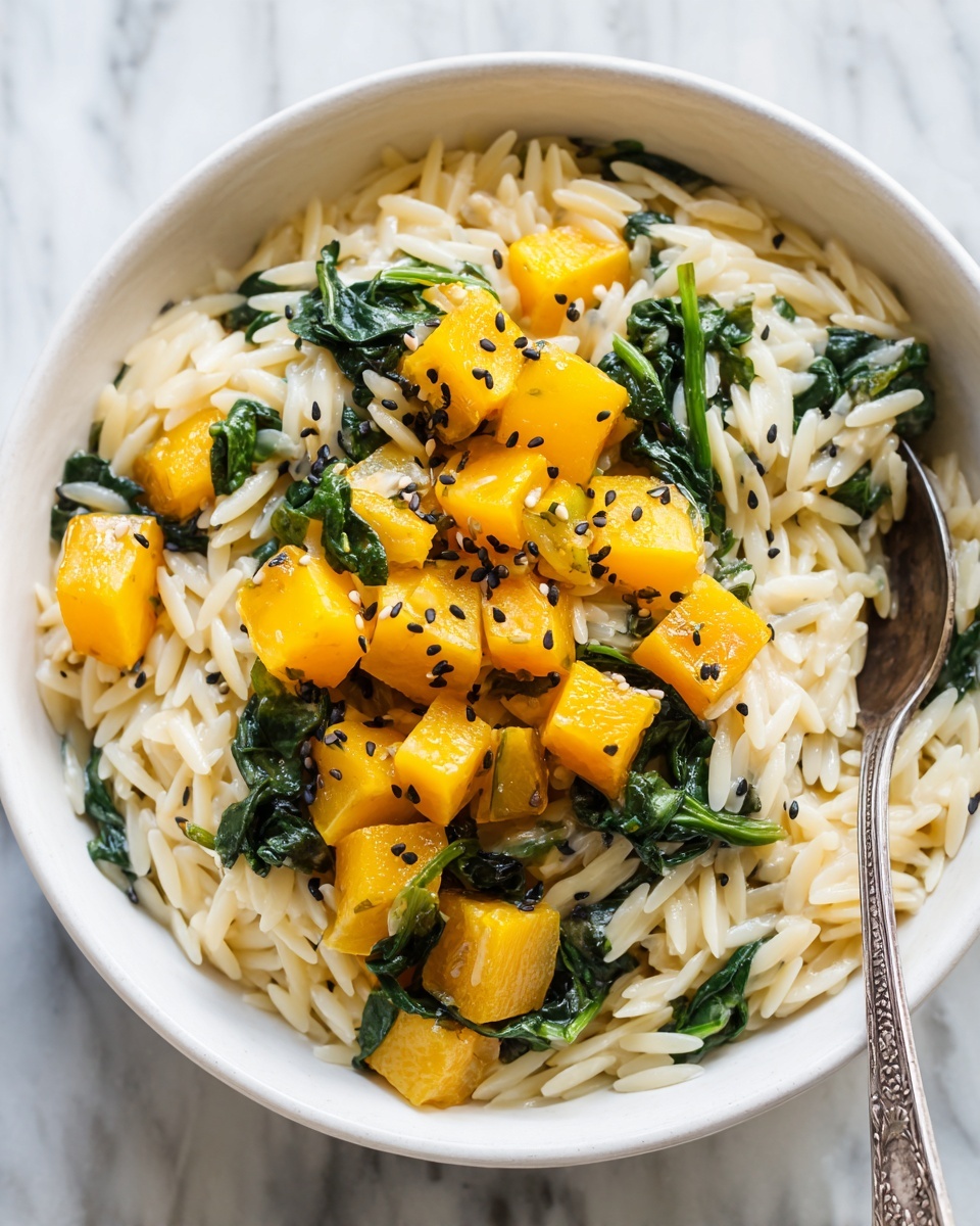 Creamy Orzo with Roasted Butternut Squash and Spinach Recipe - Recipe Image