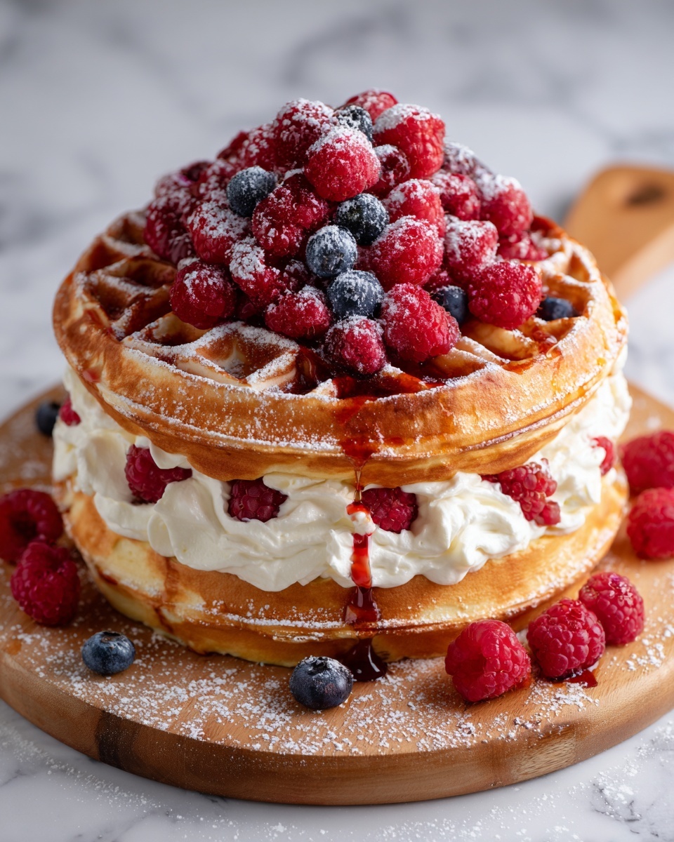 Mini Berries and Cream Waffle Sandwiches Recipe - Recipe Image