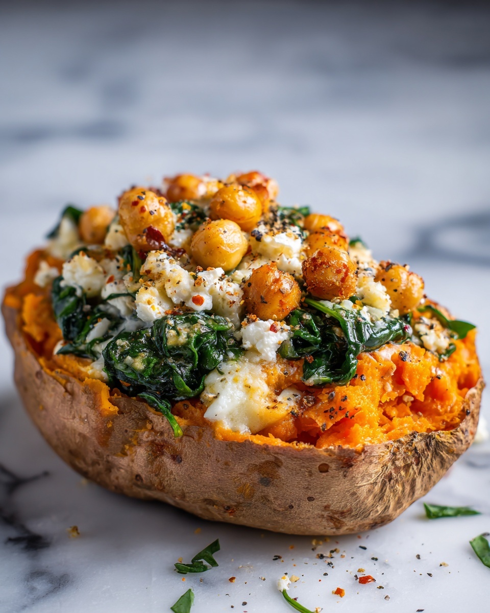 Chickpea & Spinach Stuffed Sweet Potatoes Recipe - Recipe Image