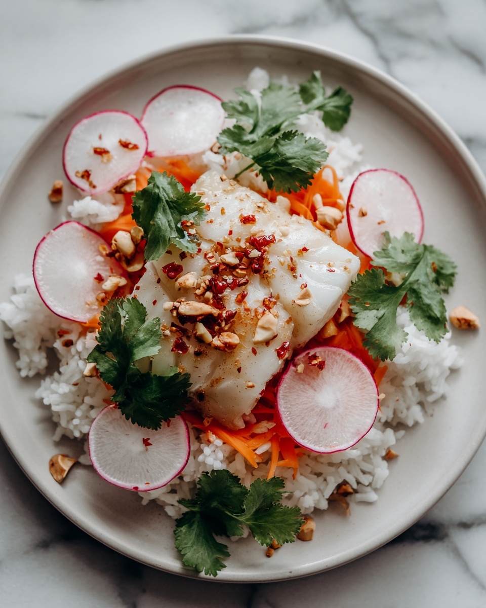 Vietnamese-Style Haddock with Sticky Rice and Crunchy Salad Recipe - Recipe Image