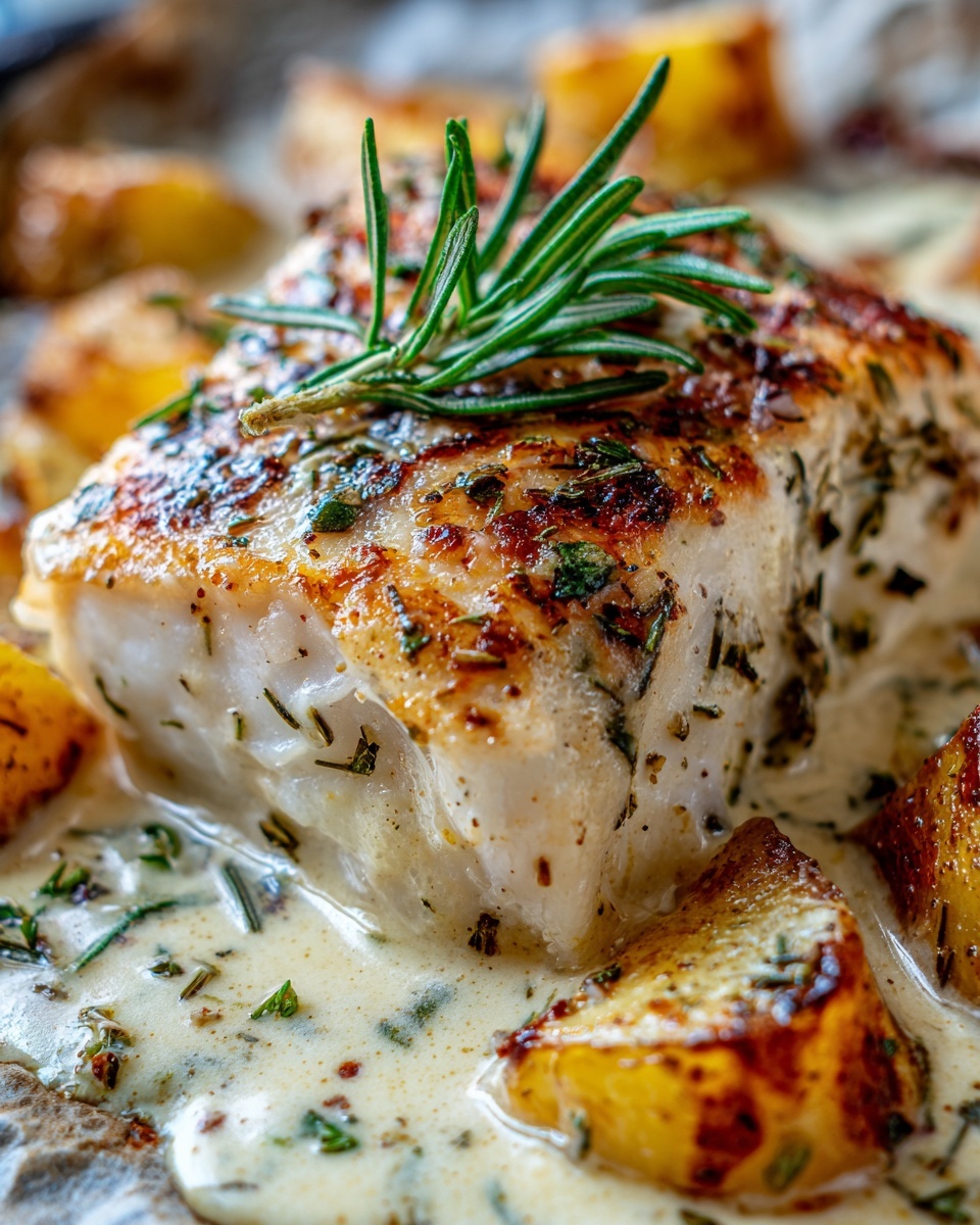 Cod & Potatoes in Rosemary Cream Sauce Recipe - Recipe Image