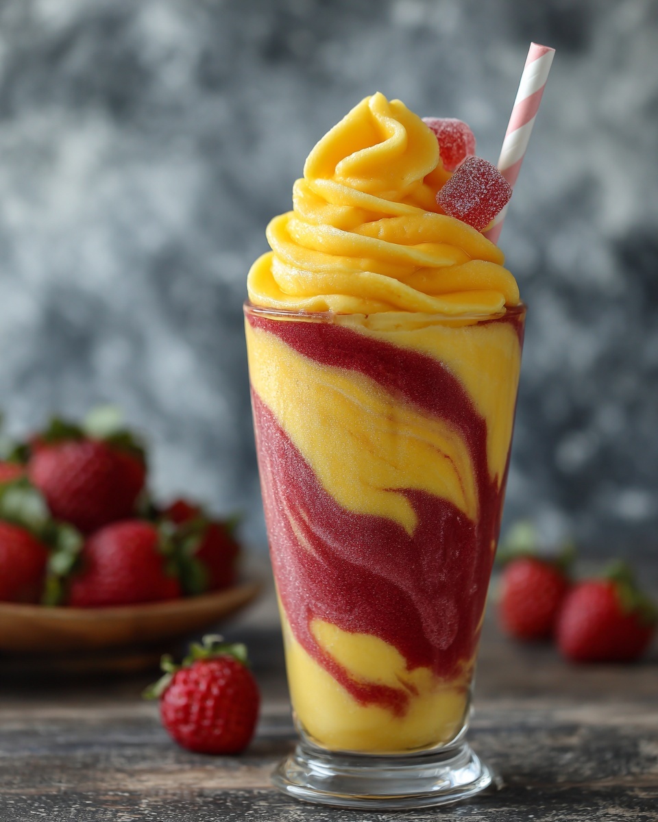 Fresh Pineapple Strawberry Swirled Slushies Recipe - Recipe Image