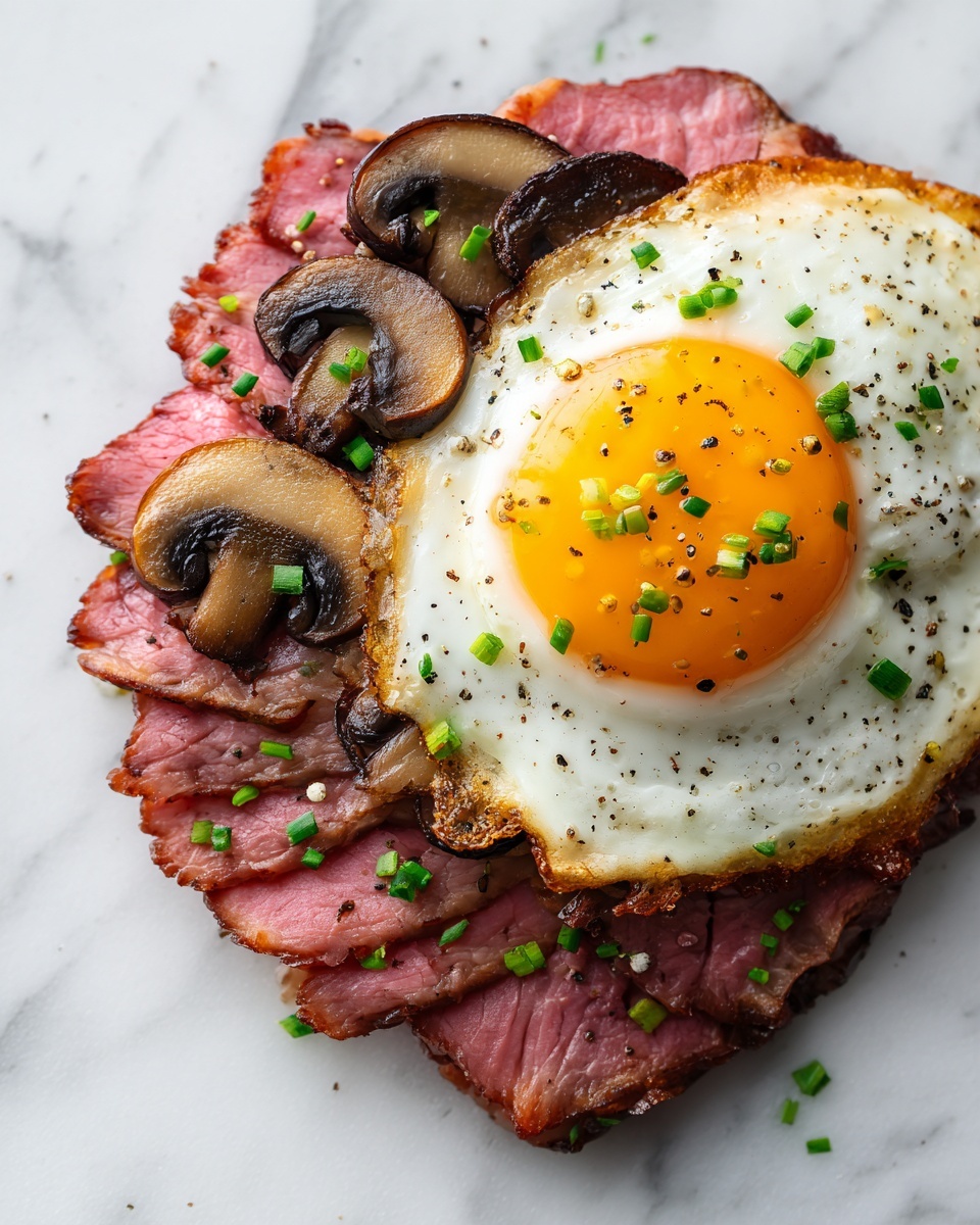 Steak and Eggs with Sautéed Mushrooms Recipe - Recipe Image