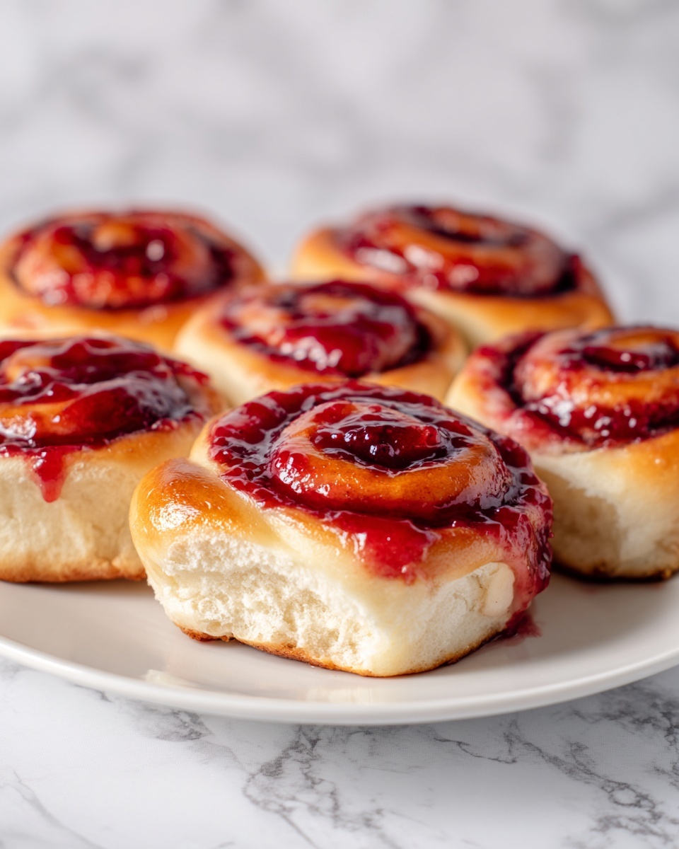 Cherry Cinnamon Rolls with Homemade Cherry Filling and Cream Cheese Frosting Recipe - Recipe Image