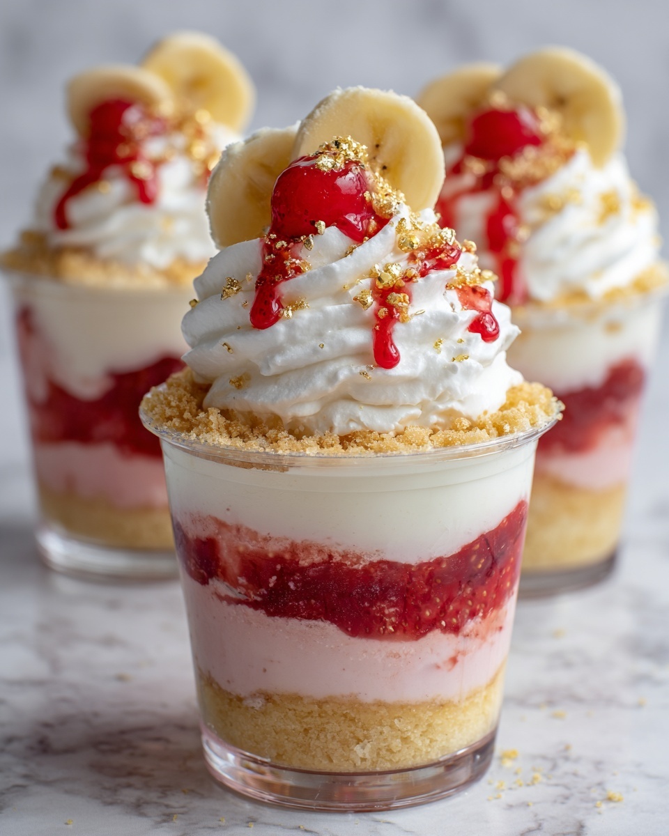 Banana Strawberry Pudding Cheesecake Cups Recipe - Recipe Image