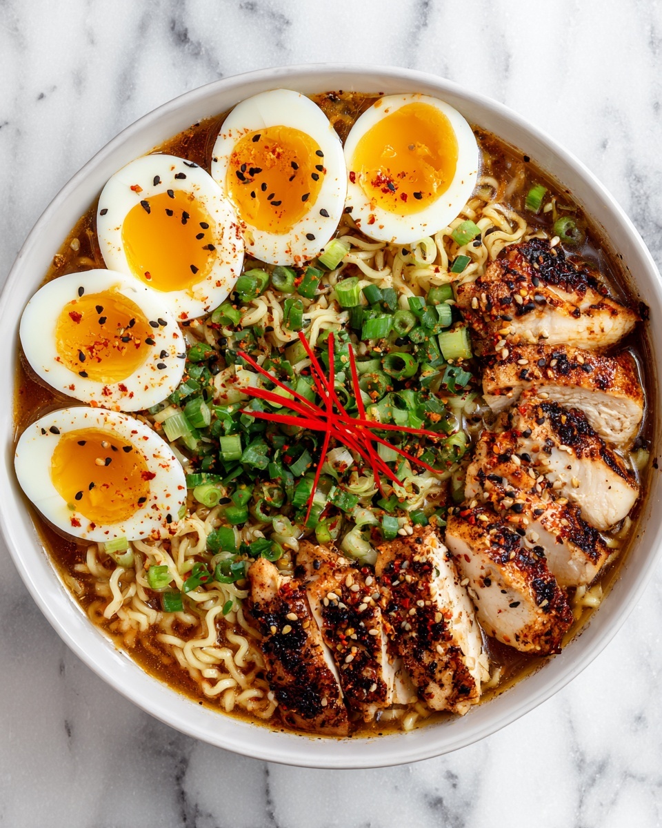 Fiery Chicken Ramen with Garlic and Cream Recipe - Recipe Image