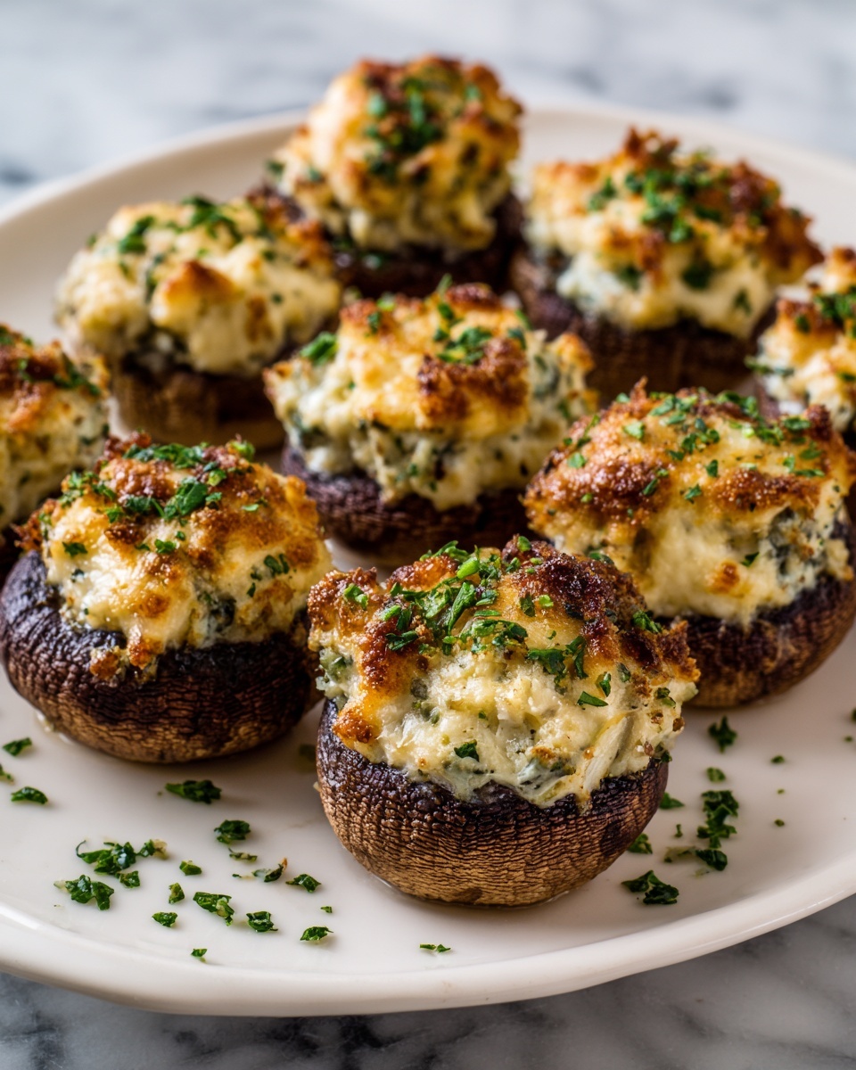 Creamy Garlic Crab-Stuffed Mushrooms Recipe - Recipe Image