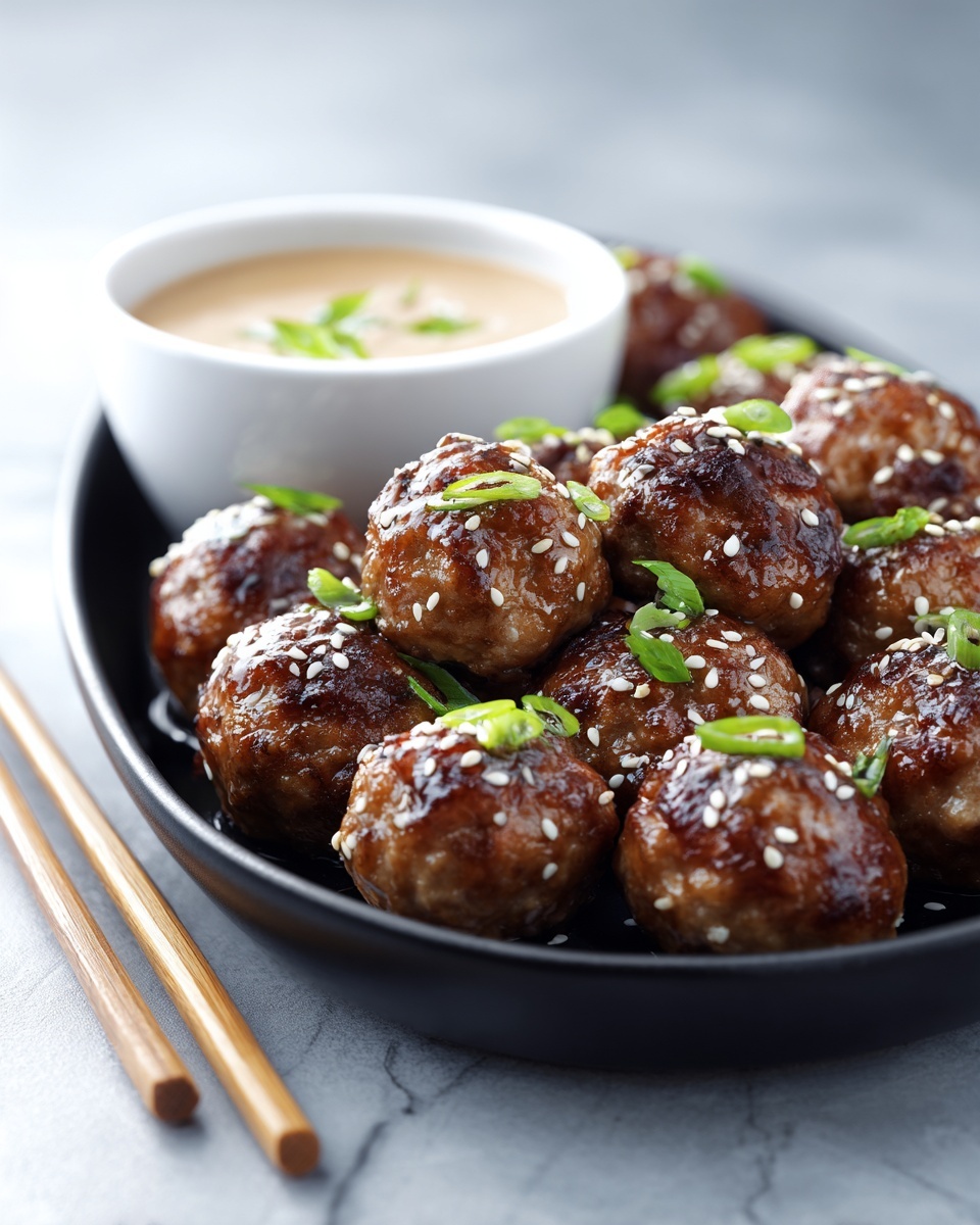 Korean BBQ Meatballs with Spicy Mayo Dip Recipe - Recipe Image