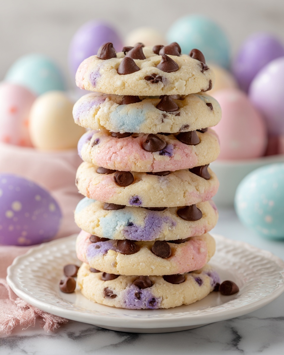 Pastel Easter Themed Colorful Chocolate Chip Cookies Recipe - Recipe Image