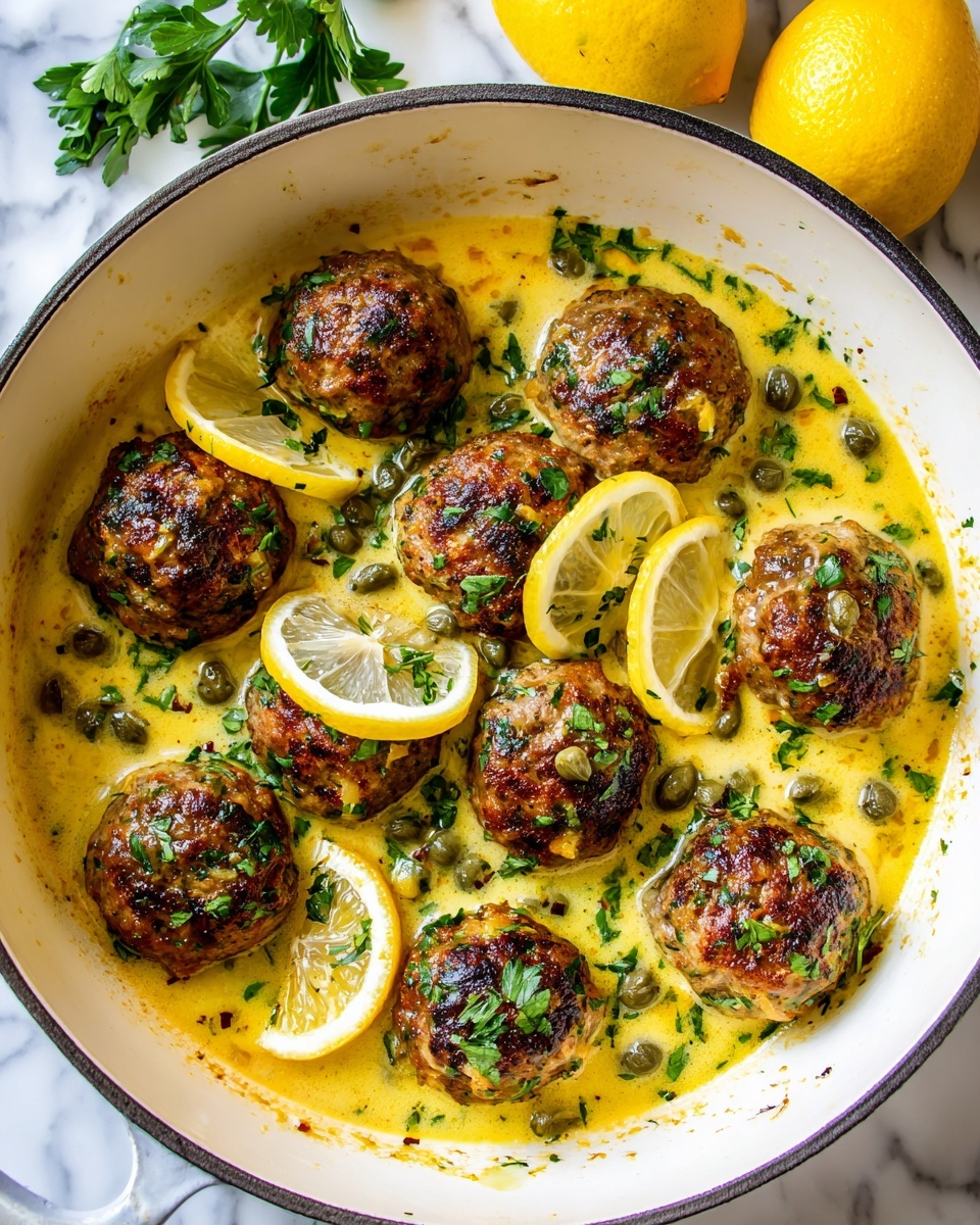 Saucy Chicken Piccata Meatballs Recipe - Recipe Image