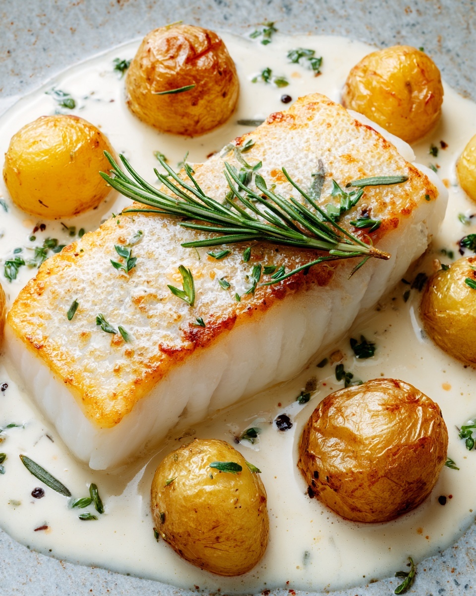 Cod & Potatoes in Rosemary Cream Sauce Recipe - Recipe Image