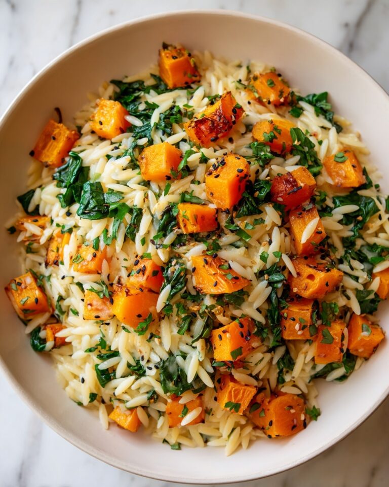 Creamy Orzo with Roasted Butternut Squash and Spinach Recipe