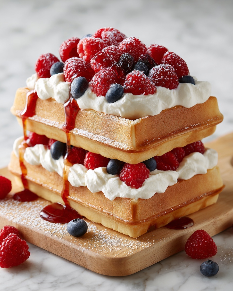 Mini Berries and Cream Waffle Sandwiches Recipe - Recipe Image