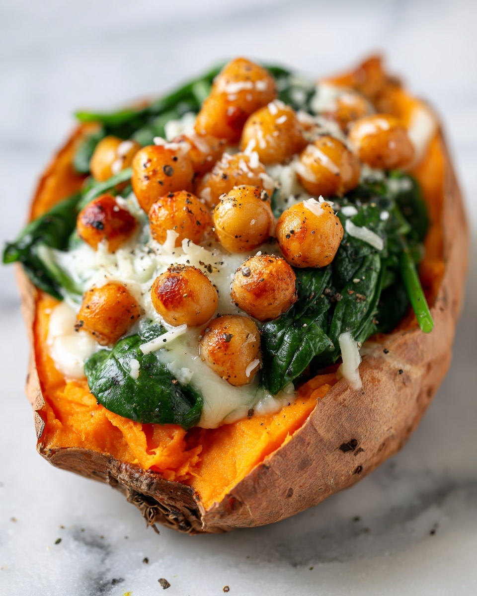 Chickpea & Spinach Stuffed Sweet Potatoes Recipe - Recipe Image
