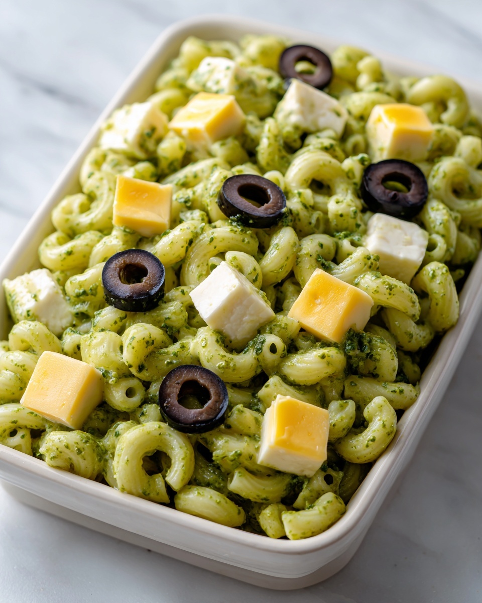 Halloween Green Mac and Cheese with Spooky Eyeballs Recipe - Recipe Image