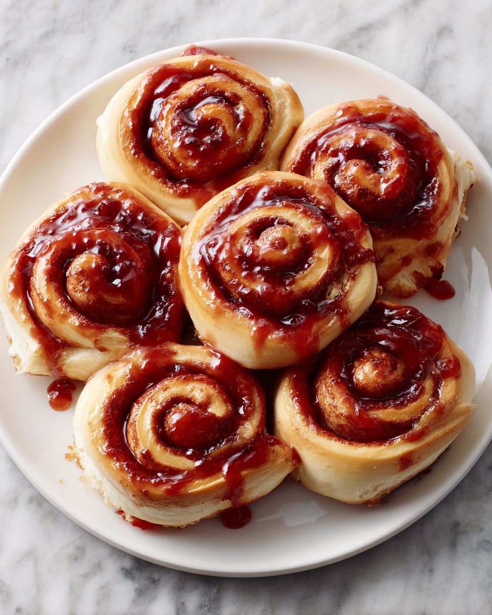 Cherry Cinnamon Rolls with Homemade Cherry Filling and Cream Cheese Frosting Recipe - Recipe Image