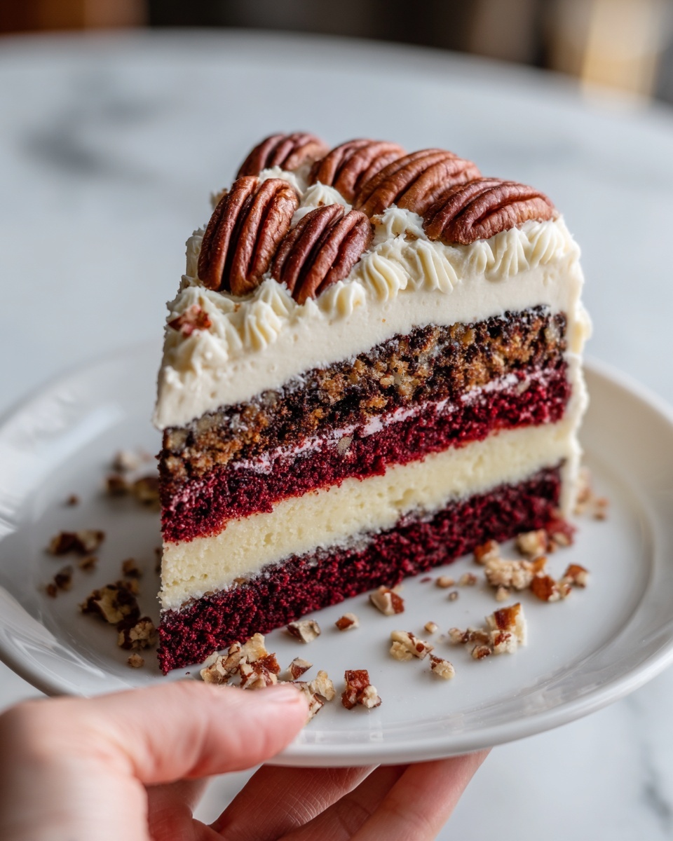 Butter Pecan Red Velvet Cheesecake Recipe - Recipe Image
