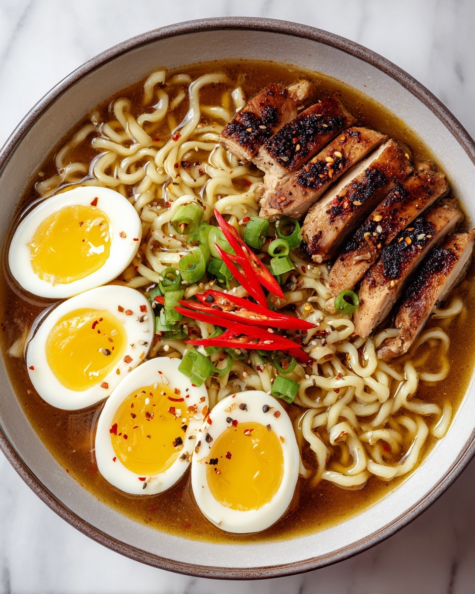 Fiery Chicken Ramen with Garlic and Cream Recipe - Recipe Image