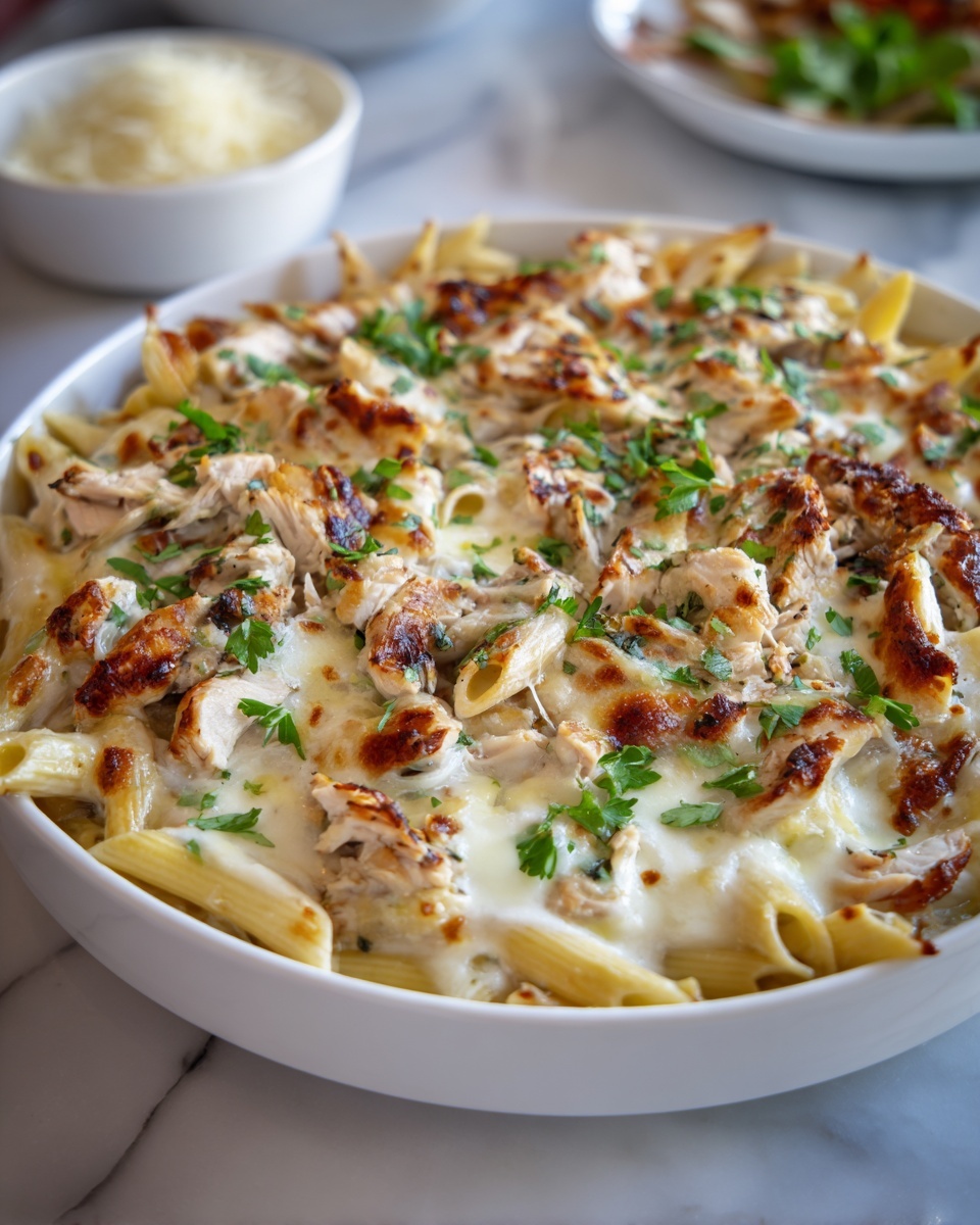 Garlic Parmesan Chicken Pasta Bake Recipe - Recipe Image
