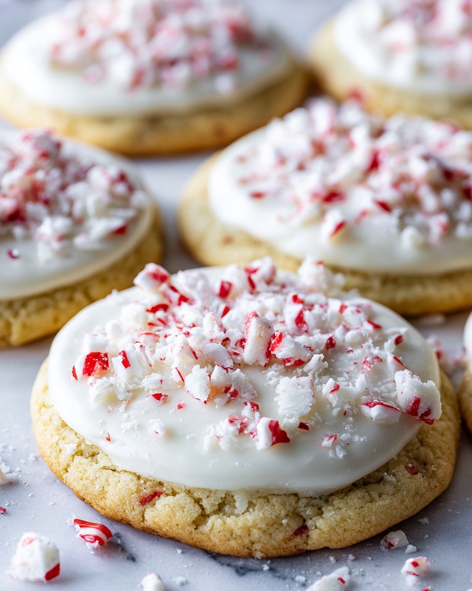 White Chocolate Dipped Peppermint Sugar Cookies Recipe - Recipe Image