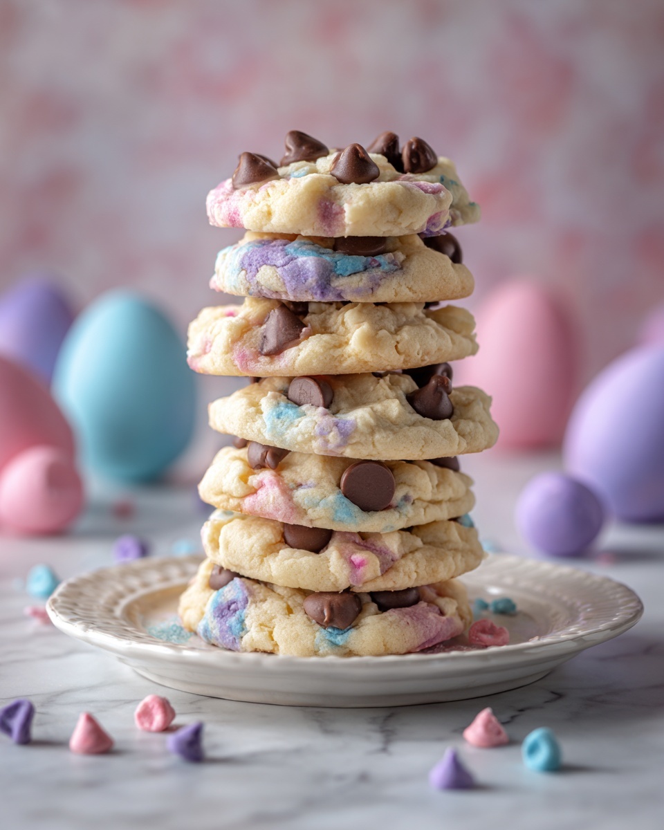 Pastel Easter Themed Colorful Chocolate Chip Cookies Recipe - Recipe Image