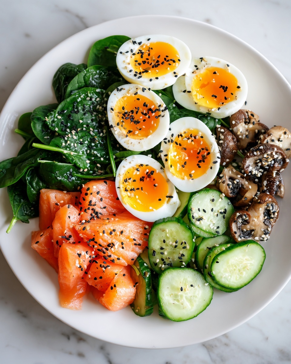 Healthy Breakfast Plate with Eggs, Avocado, and Fresh Veggies Recipe - Recipe Image
