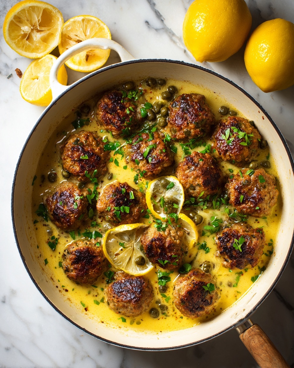 Saucy Chicken Piccata Meatballs Recipe - Recipe Image