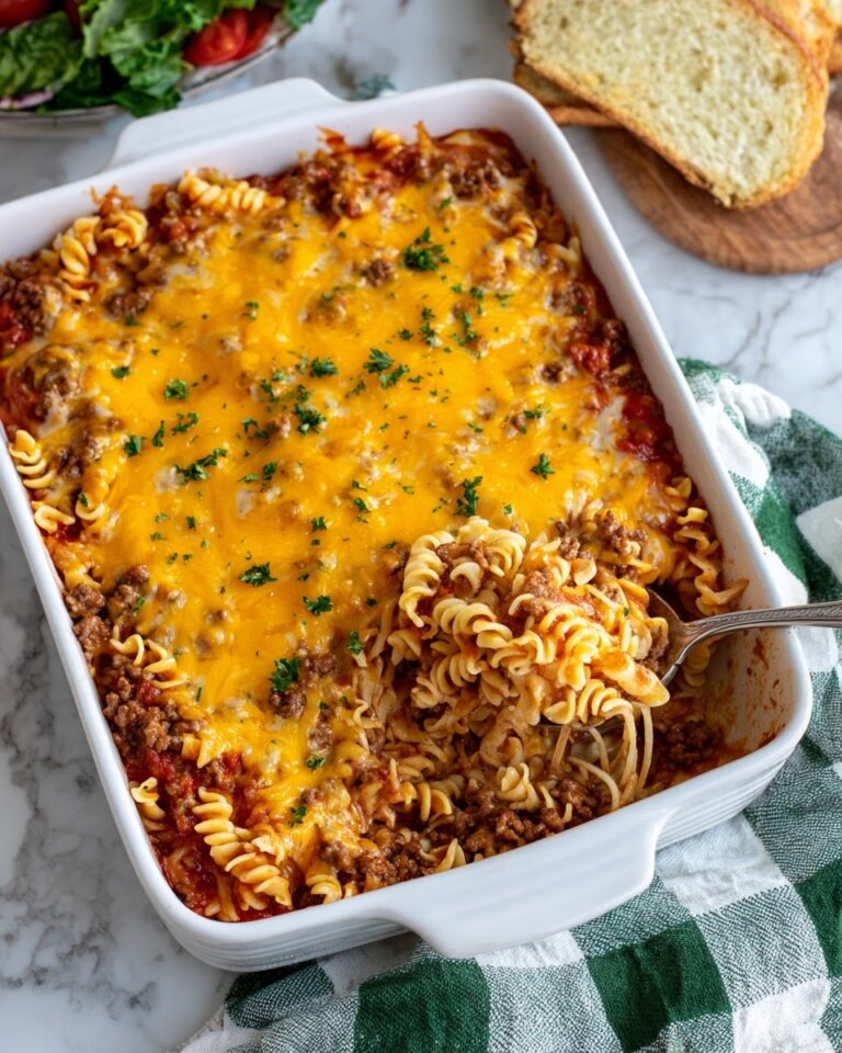 Cheesy Beef and Noodle Casserole Recipe