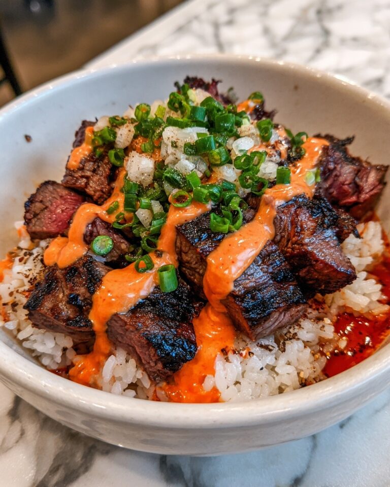 Korean BBQ Steak Rice Bowls with Spicy Cream Sauce Recipe