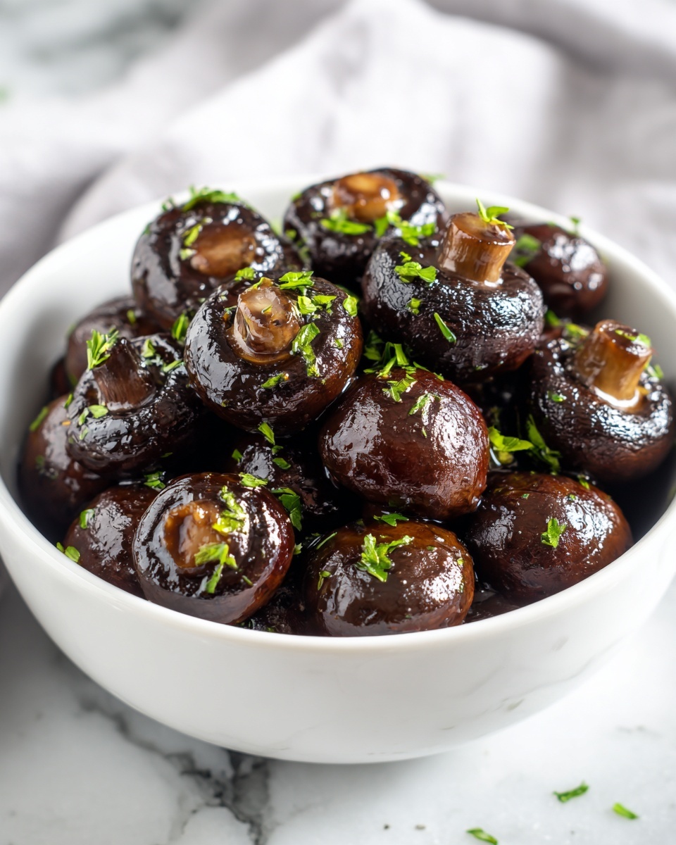 Balsamic Soy Roasted Garlic Mushrooms Recipe - Recipe Image