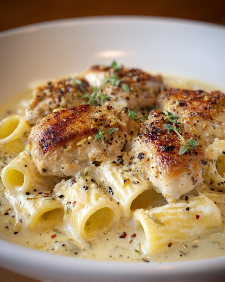 Creamy Garlic Butter Chicken and Rigatoni in Parmesan Sauce Recipe