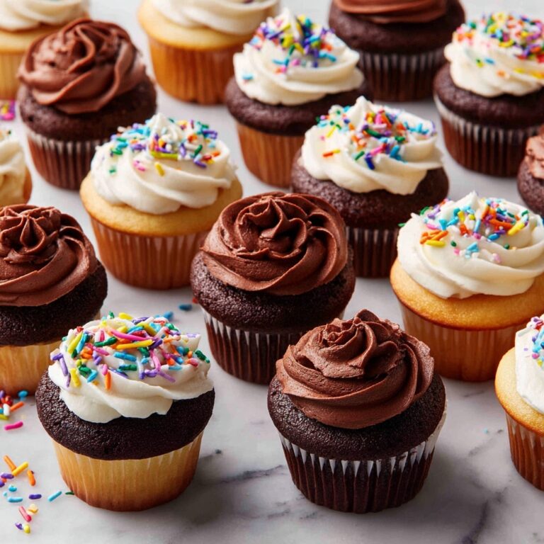 Mini Vanilla and Chocolate Cupcakes with Buttercream Frostings Recipe