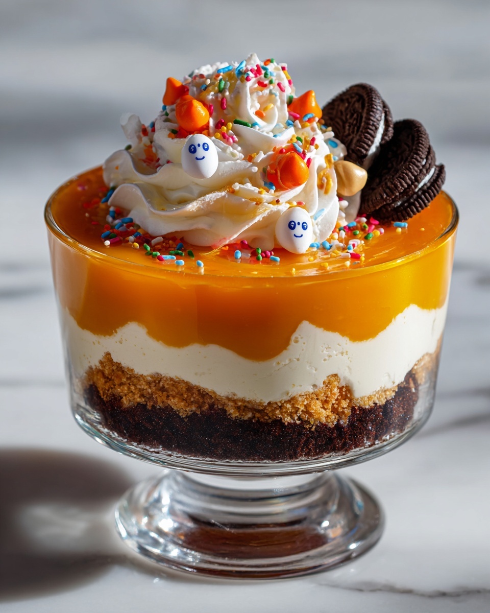 Halloween Chocolate Cake Trifle with Gummy Eyeballs and Brains Recipe - Recipe Image