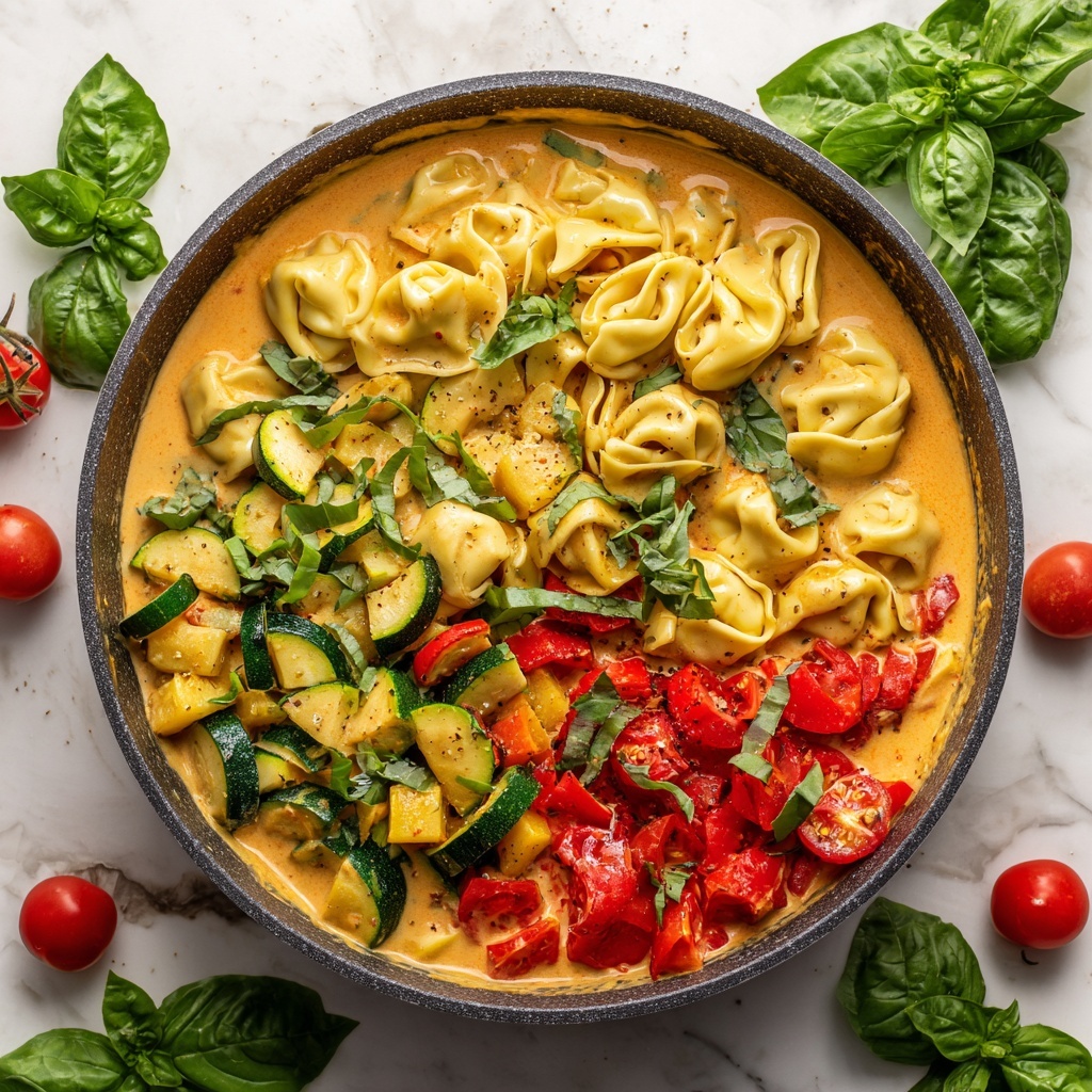 Creamy Chicken Tortellini with Veggies Recipe - Recipe Image