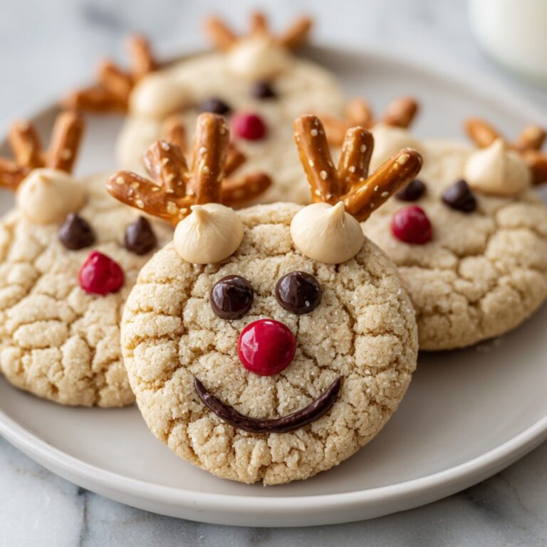 Rudolph Peanut Butter Cookies with Pretzel Antlers and M&M Nose Recipe