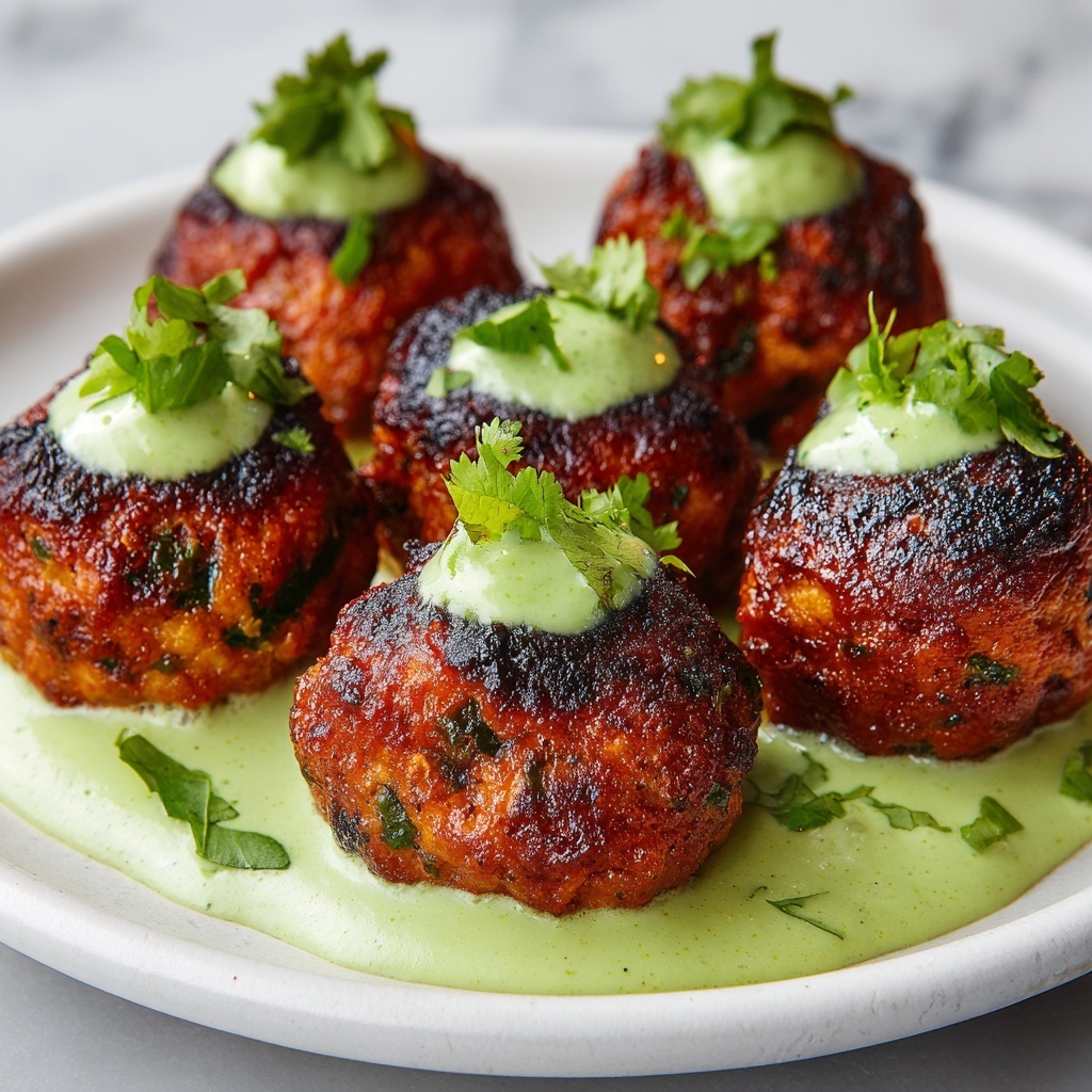Baked Salmon Meatballs with Avocado Sauce Recipe - Recipe Image