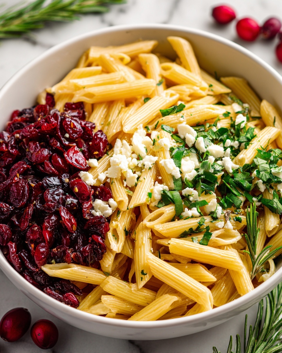 Feta & Cranberry Penne Salad with Orange Vinaigrette Recipe - Recipe Image