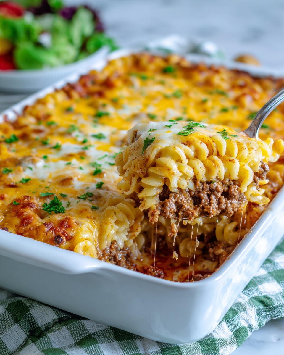Cheesy Beef and Noodle Casserole Recipe - Recipe Image
