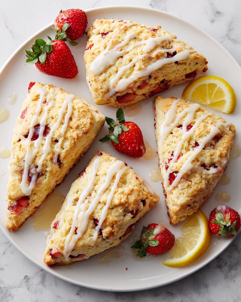 Strawberry Lemon Scones with Lemon Glaze Recipe - Recipe Image