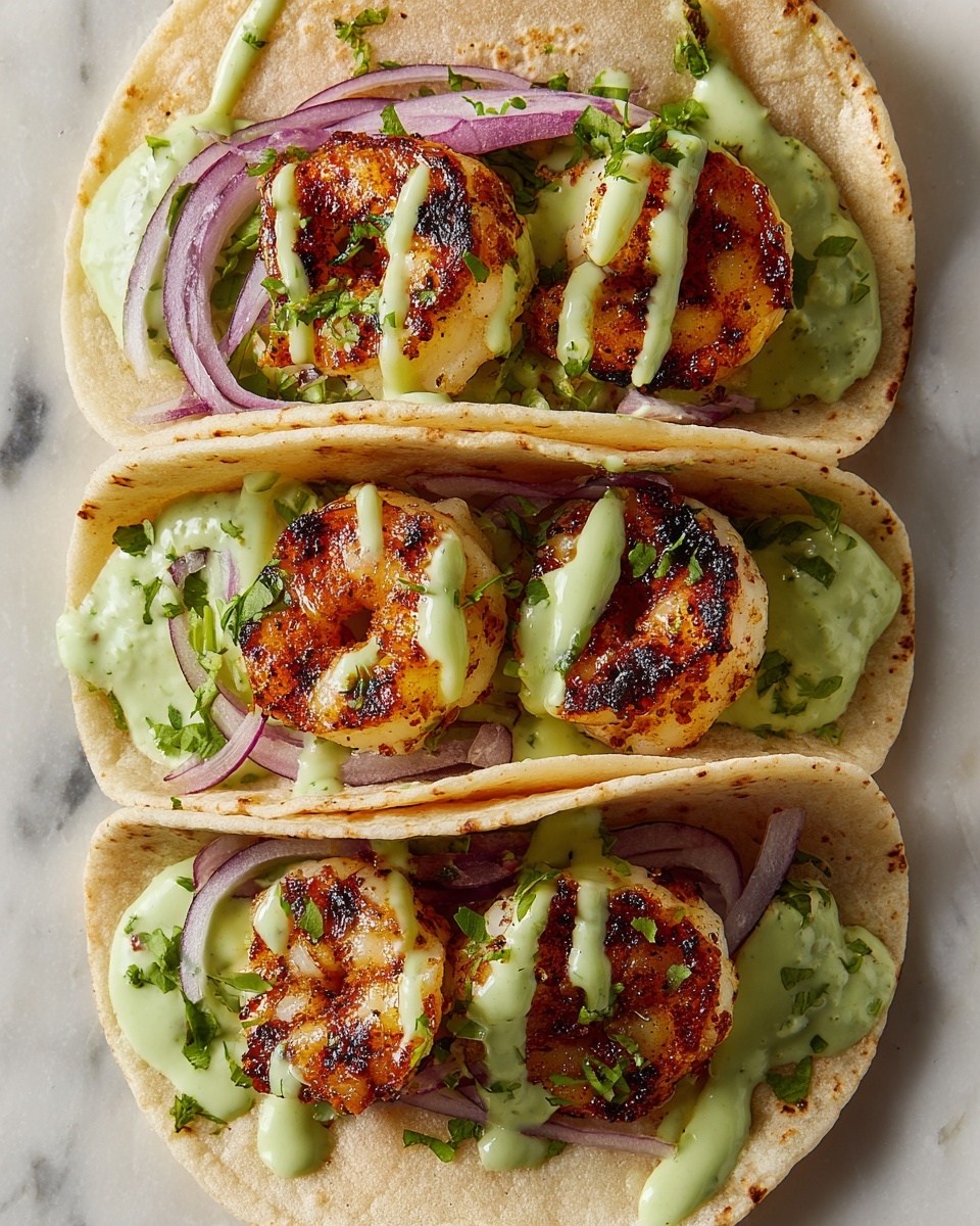 Spicy Shrimp Tacos with Avocado Crema Recipe - Recipe Image
