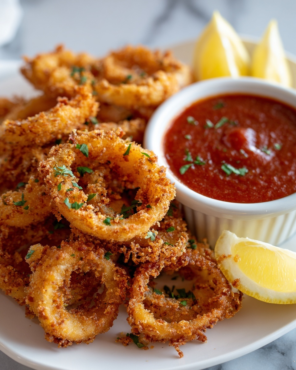 Crispy Fried Calamari with Lemon Recipe - Recipe Image