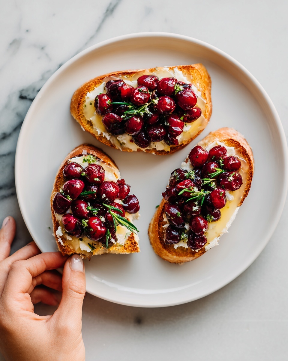 Crispy Crostini with Balsamic-Roasted Cranberries and Creamy Brie Recipe - Recipe Image