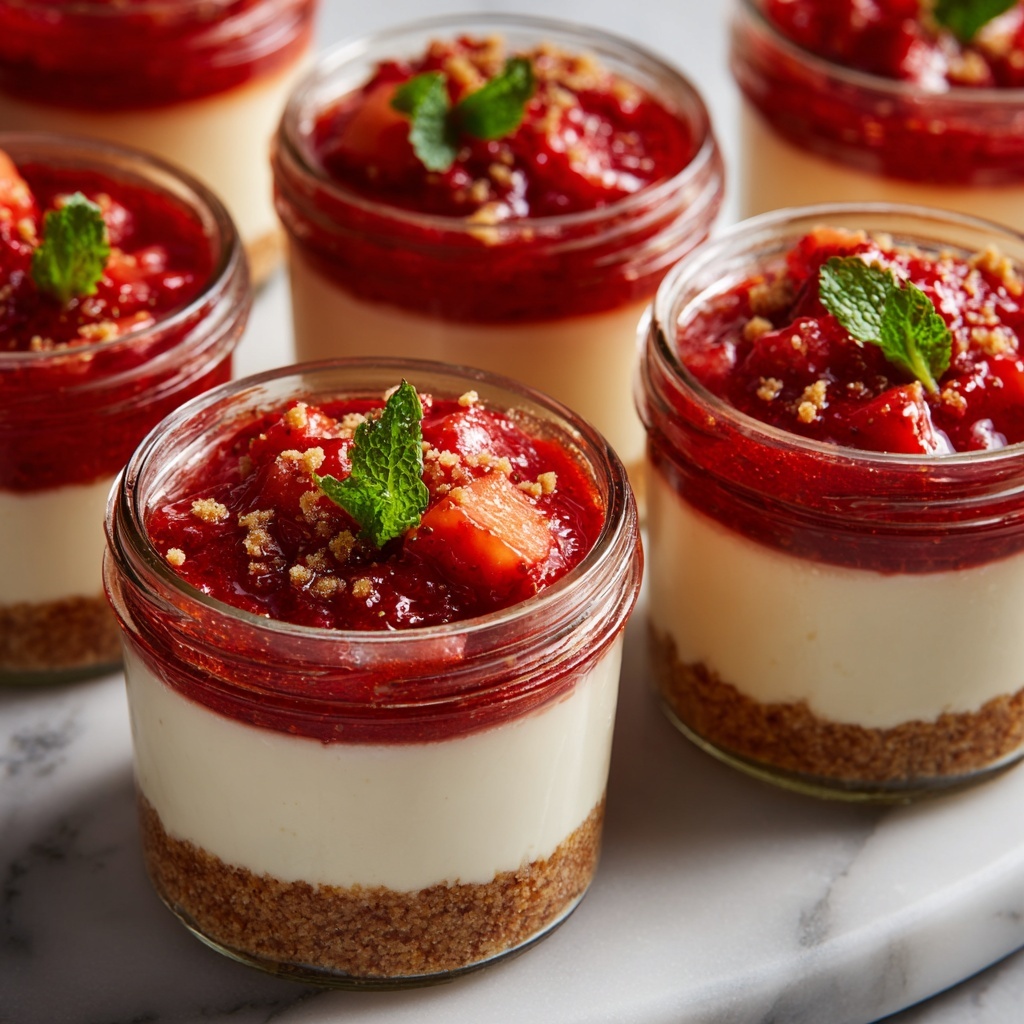 No-Bake Rhubarb Cheesecake Jars Recipe - Recipe Image