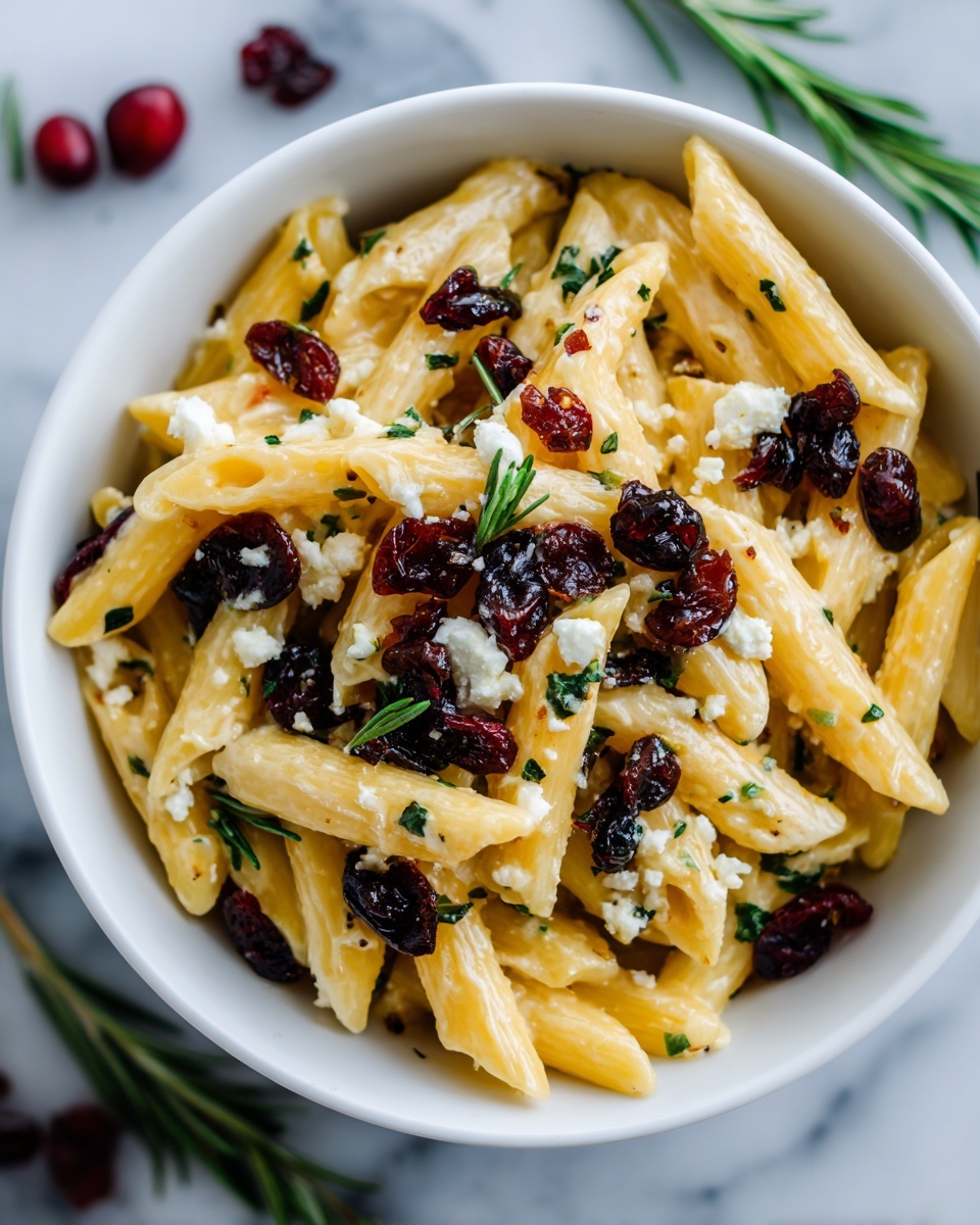 Feta & Cranberry Penne Salad with Orange Vinaigrette Recipe - Recipe Image