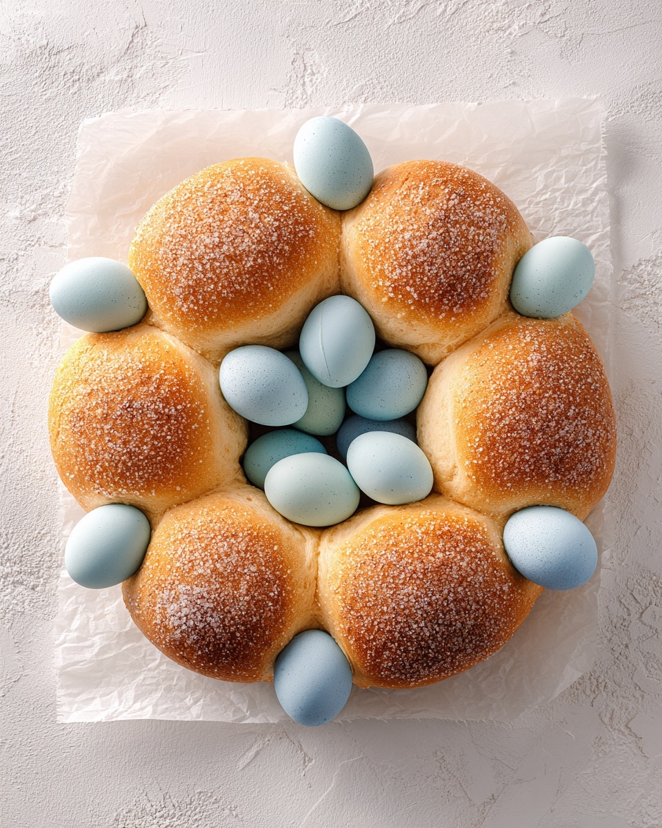Italian Easter Bread With Dyed Eggs Recipe - Recipe Image
