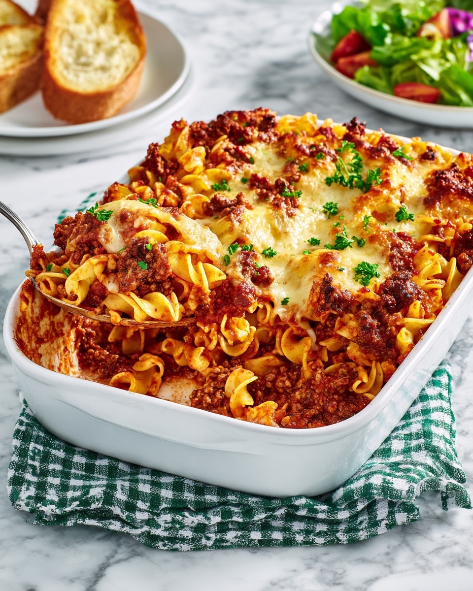 Cheesy Beef and Noodle Casserole Recipe - Recipe Image