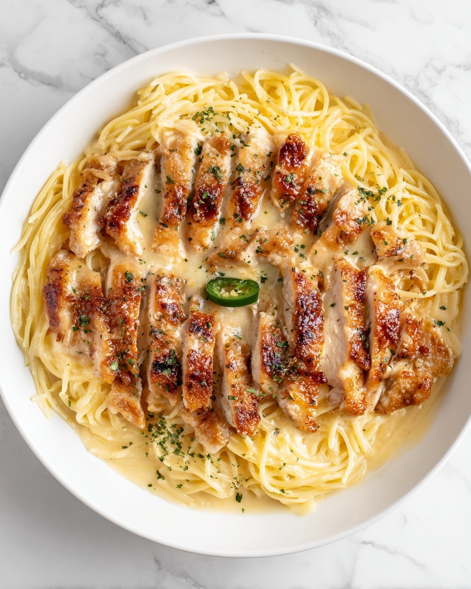Creamy Jalapeño Popper Chicken Spaghetti Recipe - Recipe Image