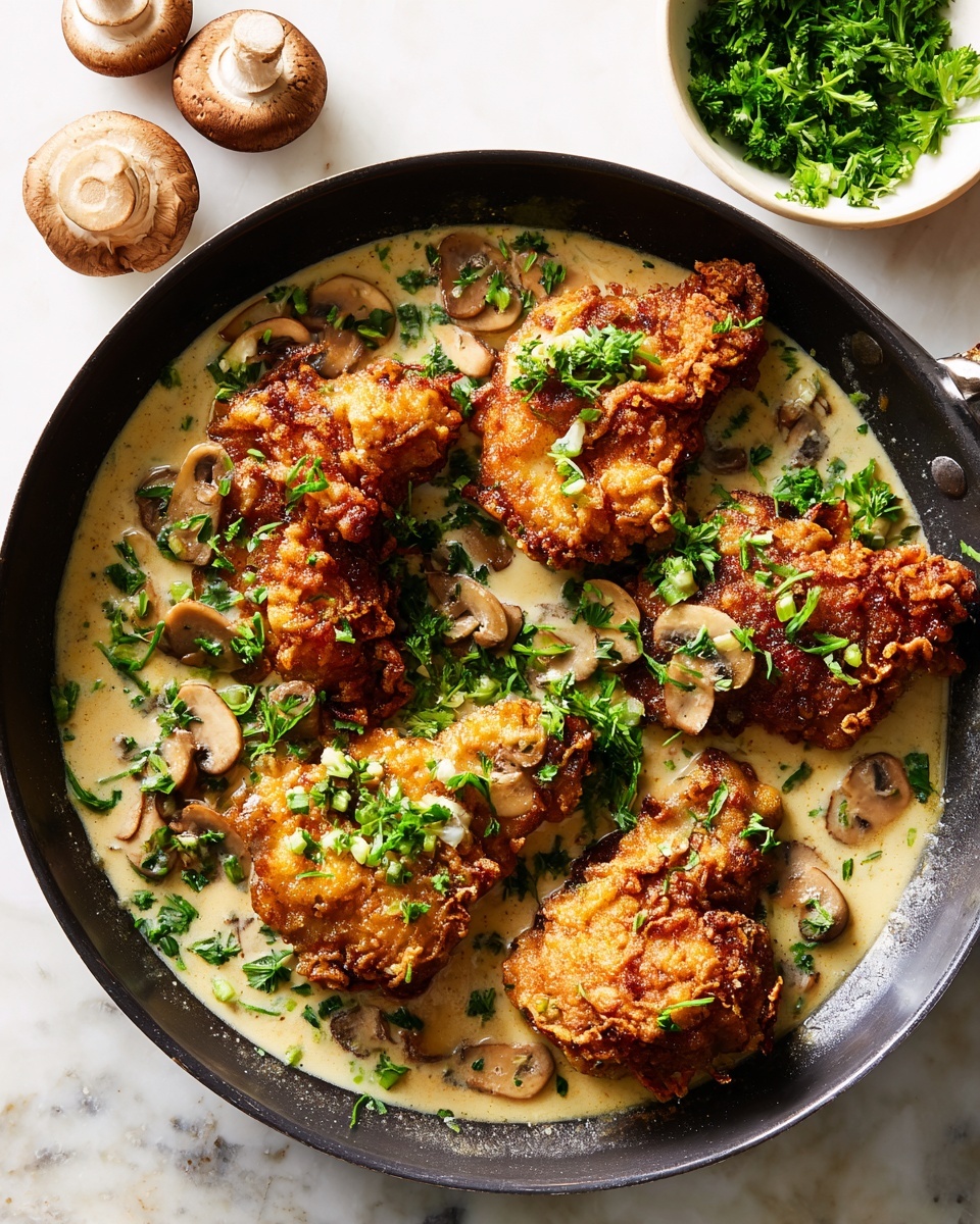 Creamy Garlic Mushroom Chicken Thighs Recipe - Recipe Image